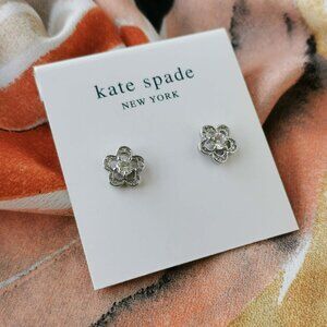 Kate Spade - Jeweled Stencil Scallops - Silver Stud Earrings